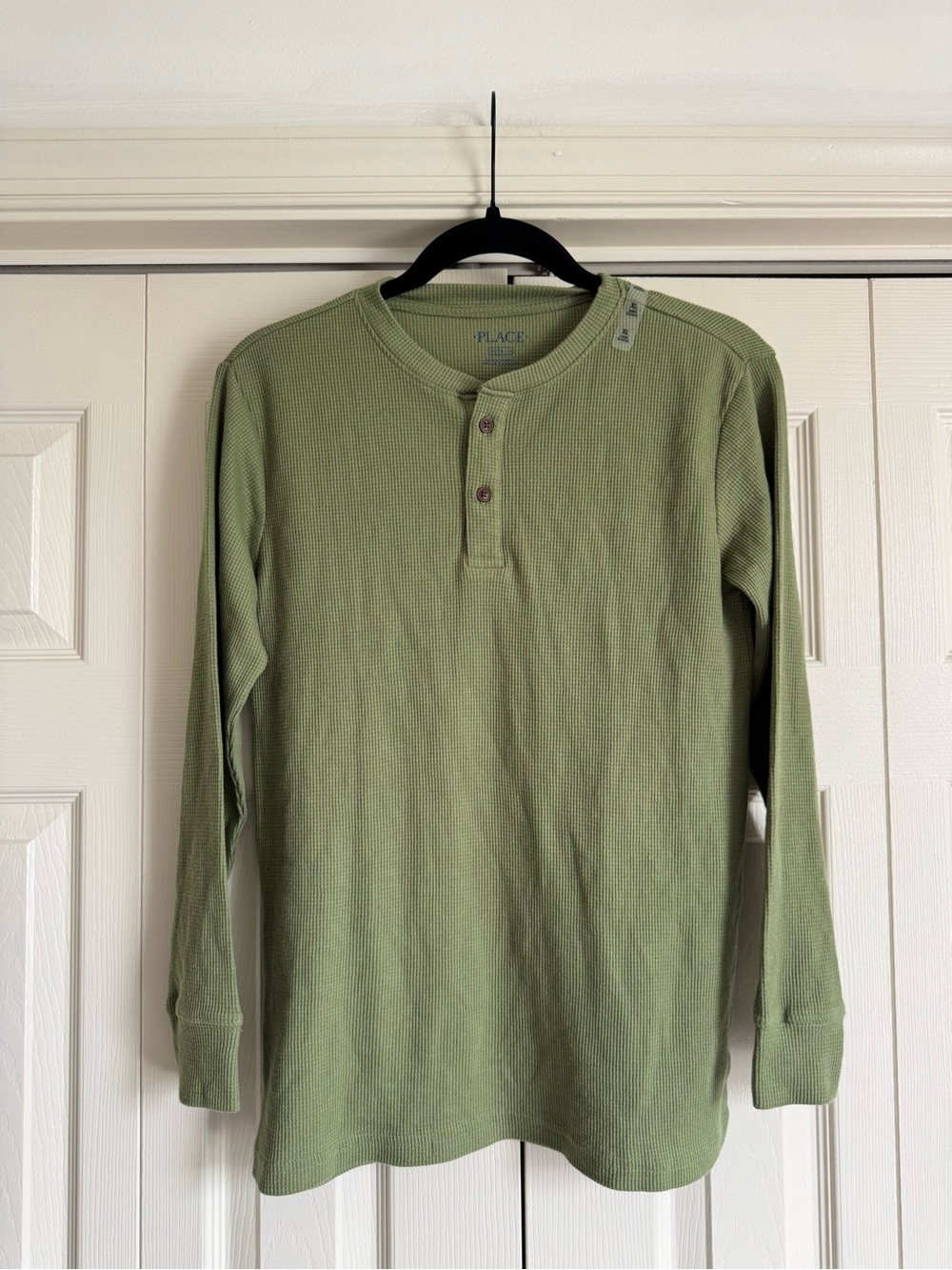 NWT The Children’s Place Boys Thermal Henley Top Green Size XL